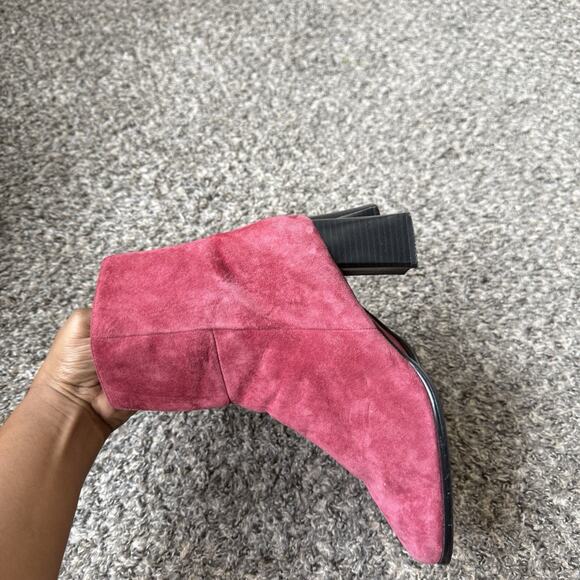 VTG Y2K Chadwick’s Boots Red Suede Leather Square Toe Block Heel Size 8 M Retro - Picture 8 of 11